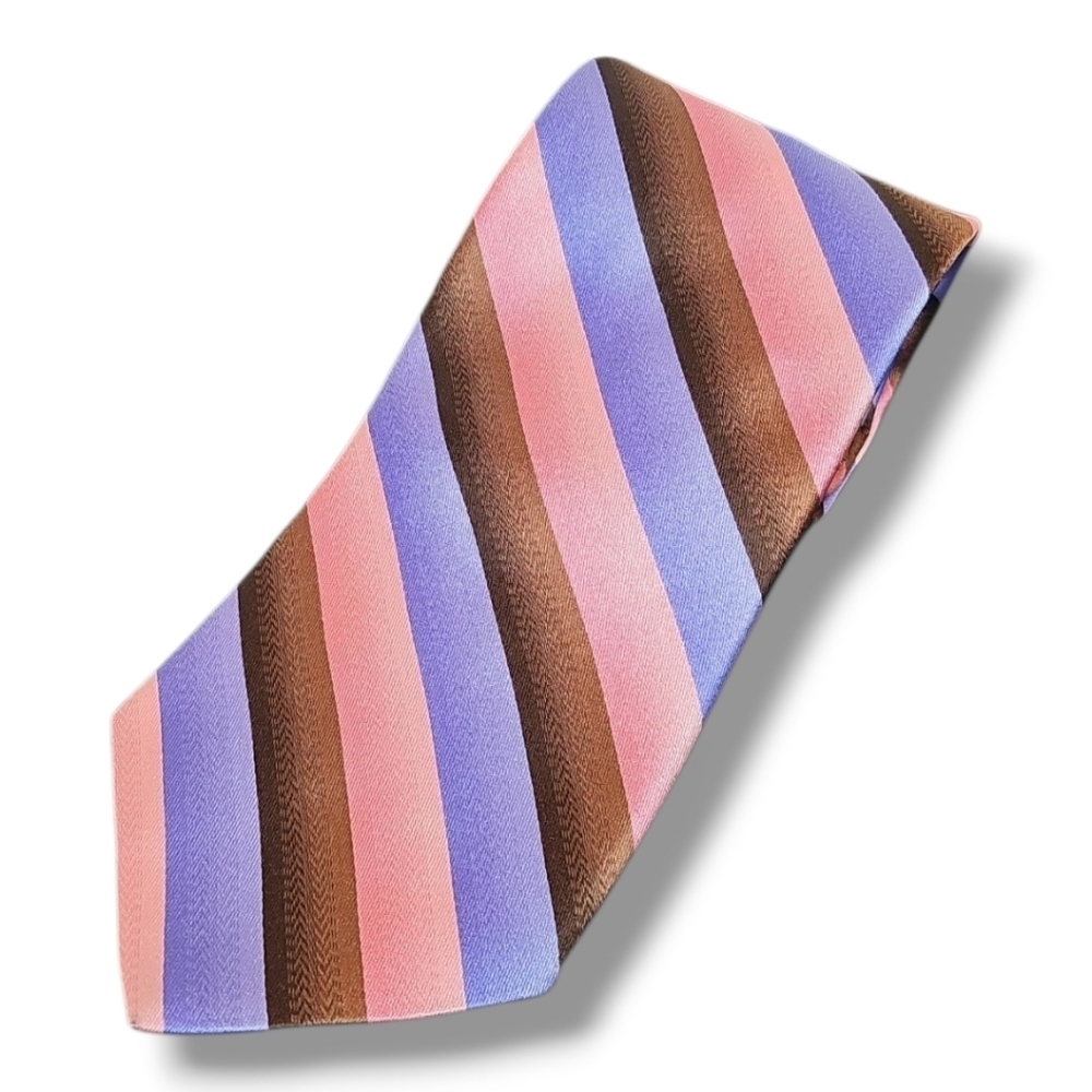 Ted Baker Pink Blue & Brown Silk Tie - OS